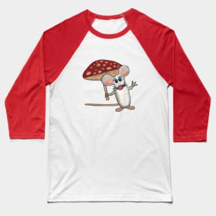 Mouse with Mushroom Umbrella Baseball T-Shirt